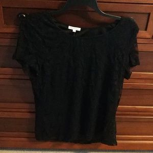 Isaac Mizrahi black lace top NWT